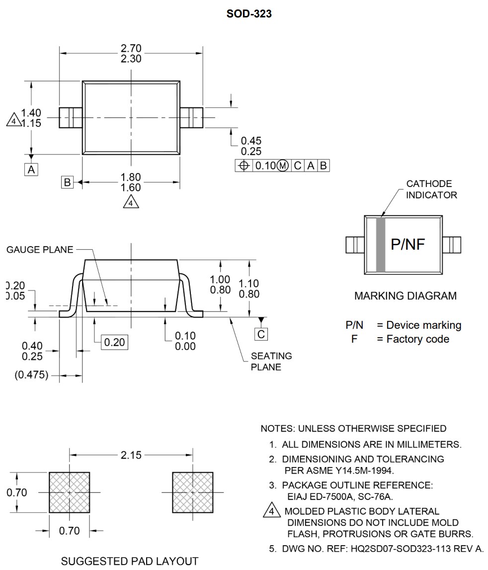 Mechanical Drawing - Taiwan Semiconductor BZT52 Surface Mount Zener Diodes